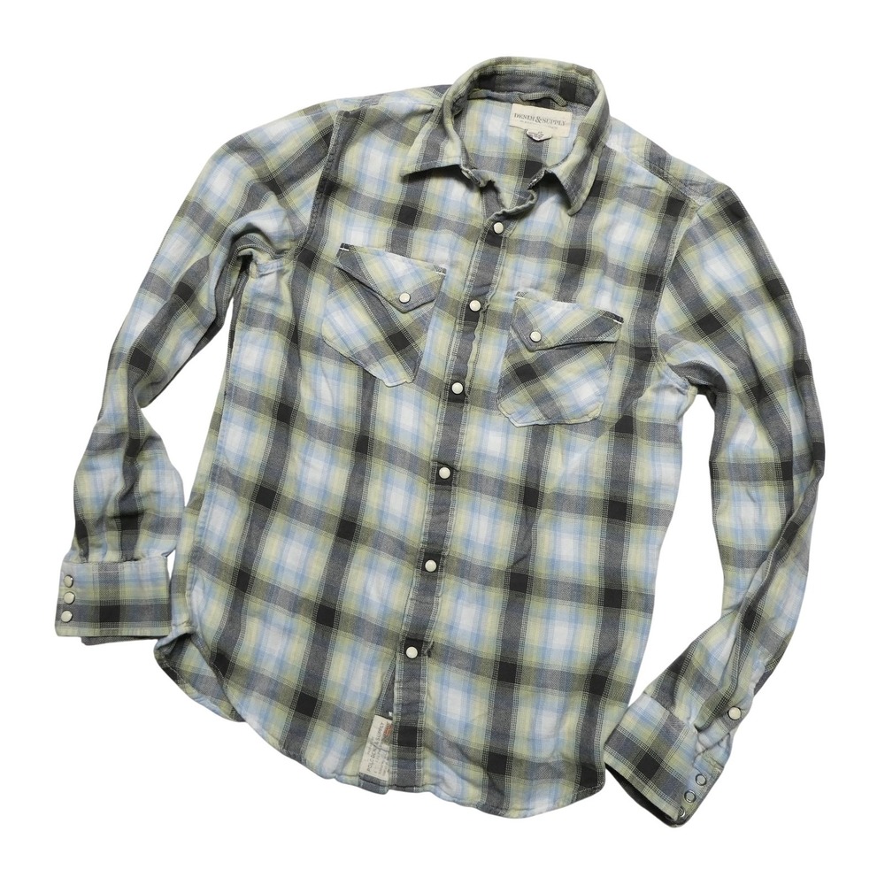 Denim & Supply Ralph Lauren Shirt Mens Small Plaid Long Sleeve Snap Western